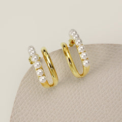 Pearl Half Hoop Earrings