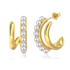 Pearl Half Hoop Earrings