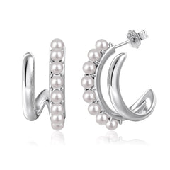 Pearl Half Hoop Earrings