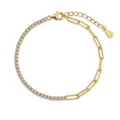 Tennis paperclip chain Bracelet